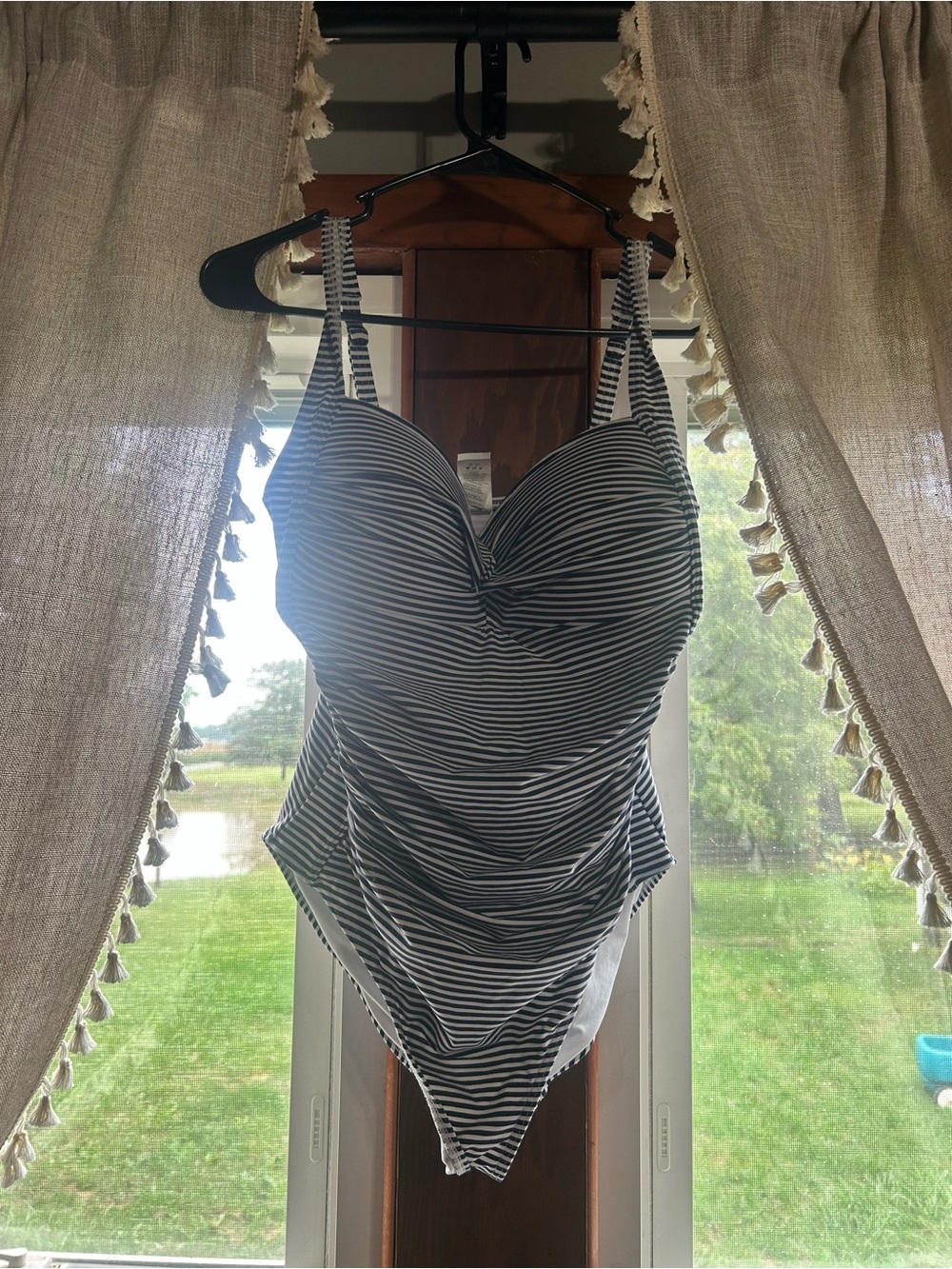 Navy and White Striped One-Piece Bodysuit